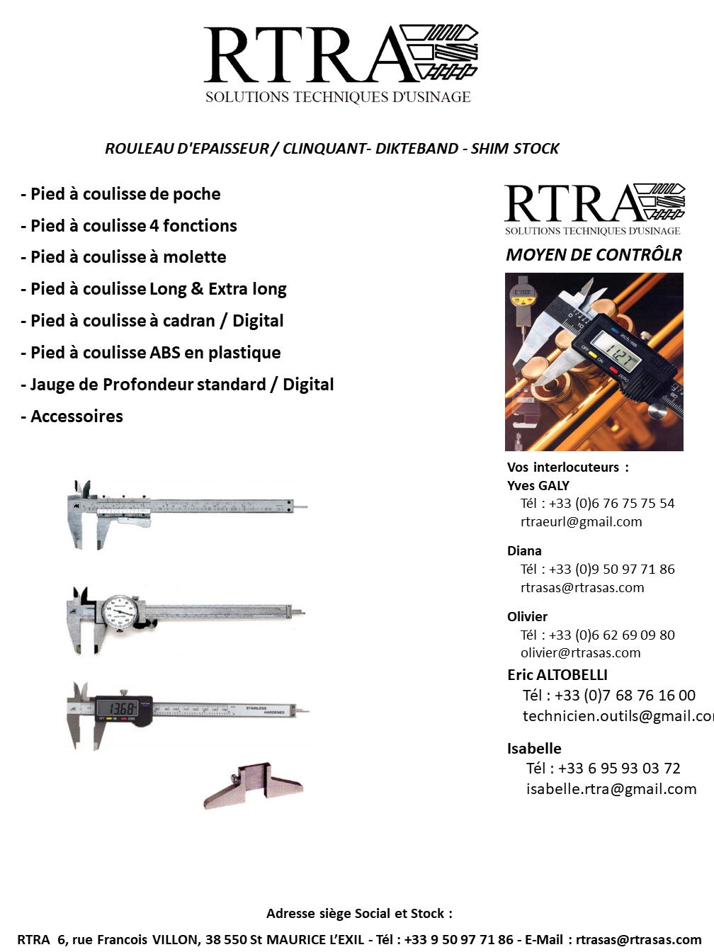 PIEDS A COULISSE & PIEDS A COULISSE SPECIAUX & JAUGES DE PROFONDEUR – SCHUIFMATEN & DIEPTESCHUIFMATEN