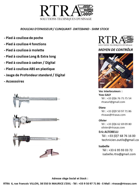 PIEDS A COULISSE & PIEDS A COULISSE SPECIAUX & JAUGES DE PROFONDEUR – SCHUIFMATEN & DIEPTESCHUIFMATEN