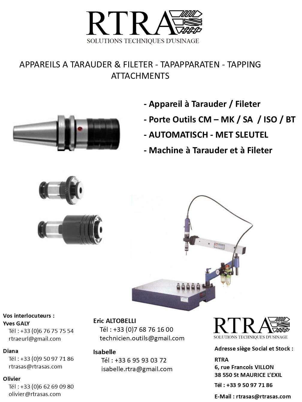 APPAREILS A TARAUDER & FILETER - TAPAPPARATEN - TAPPING ATTACHMENTS