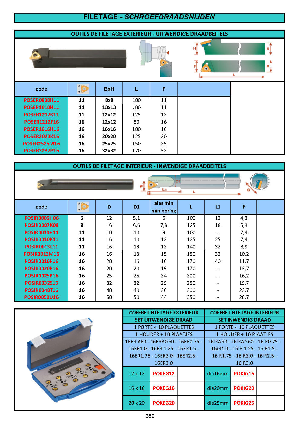 OUTILS DE TOURS A PLAQUETTES - DRAAIBEITELS MET HARDMETAAL PLAATJES - TOOLHOLDERS WITH CARBIDE INSERTS