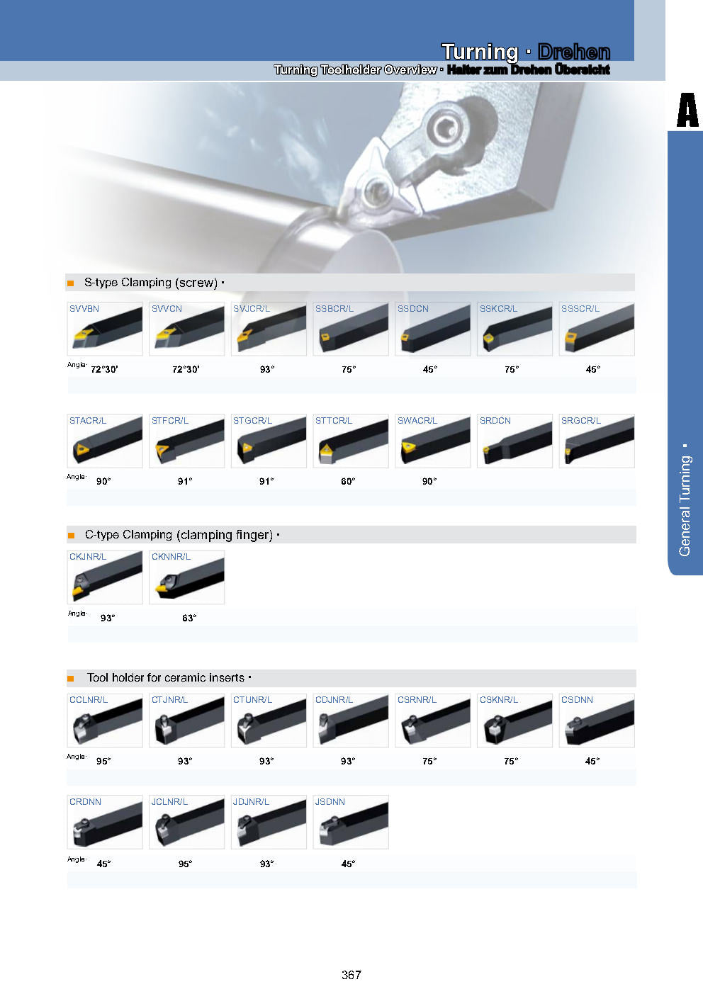 OUTILS DE TOURS A PLAQUETTES - DRAAIBEITELS MET HARDMETAAL PLAATJES - TOOLHOLDERS WITH CARBIDE INSERTS