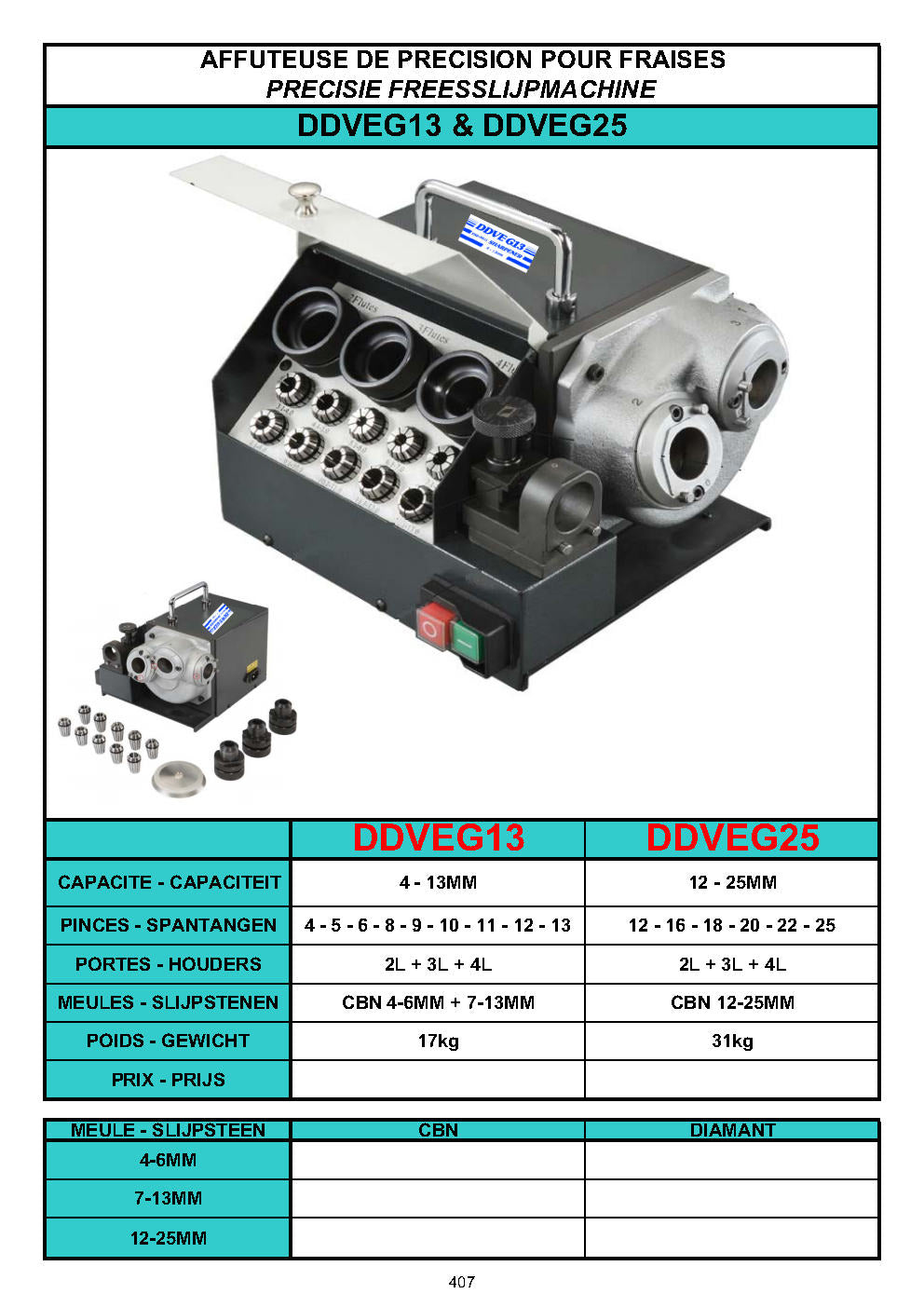 AFFUTEUSE DE FRAISES - FREESSLIJPMACHINE - END MILL SHARPENERS