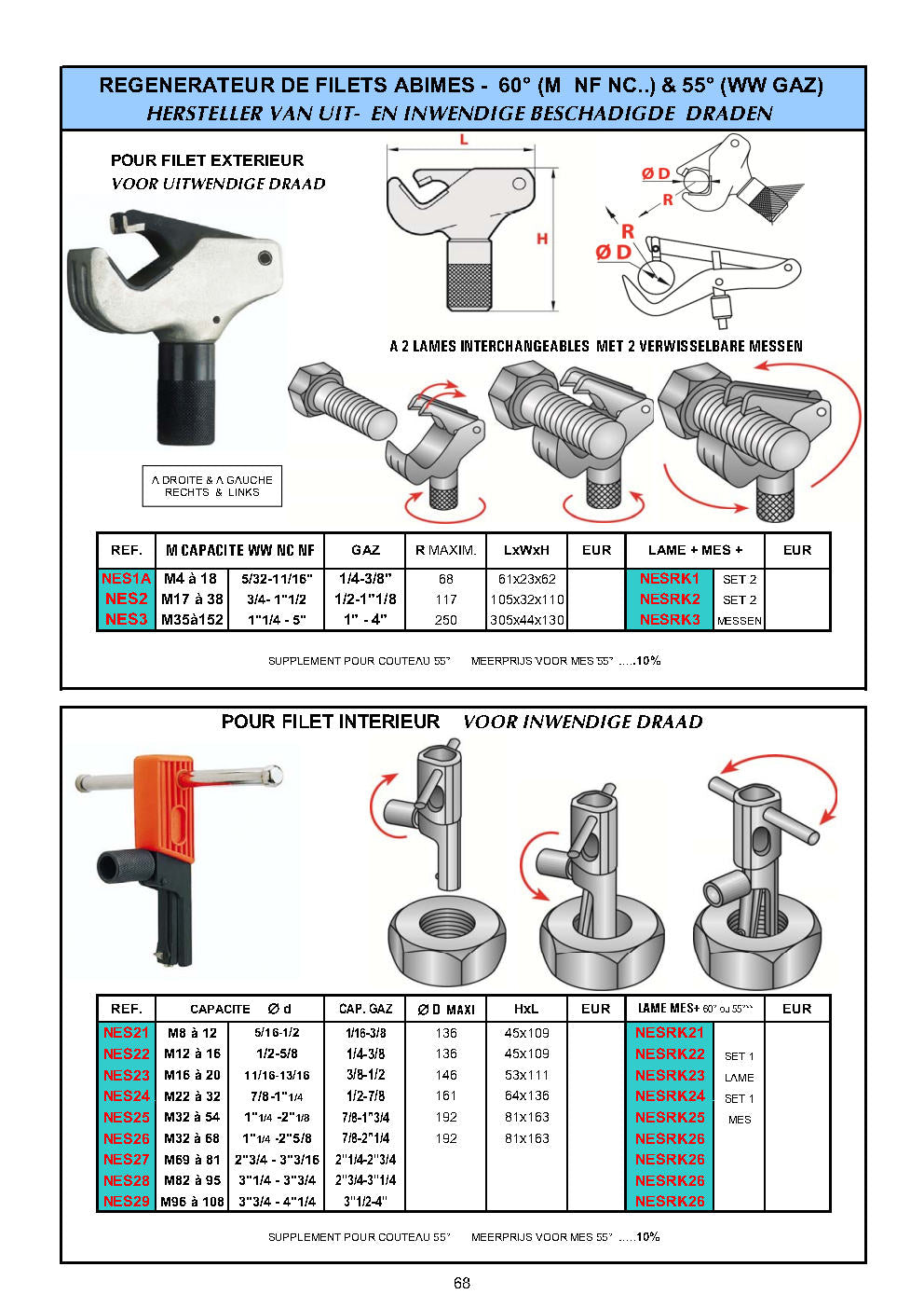 PORTE-FILIERES ET TARAUDS – DRAADSNIJKUSSENS EN TAPPEN HOUDERS - TAPS & DIES HOLDERS