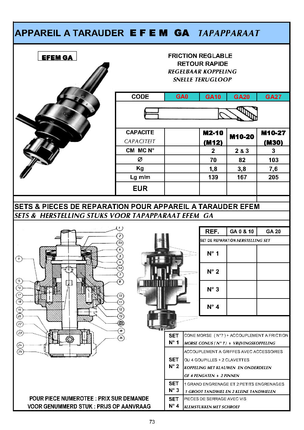 APPAREILS A TARAUDER - TAPAPPARATEN - TAPPIN ATTACHMENTS
