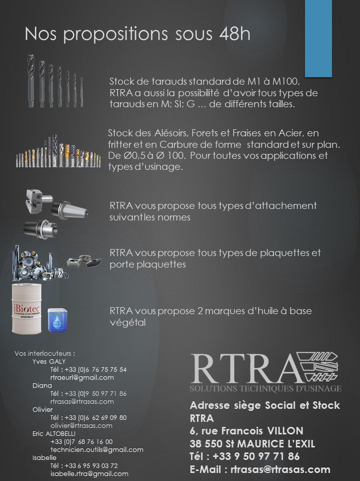 RTRA PEUT PROPOSER TOUS TYPES D'OUTILS