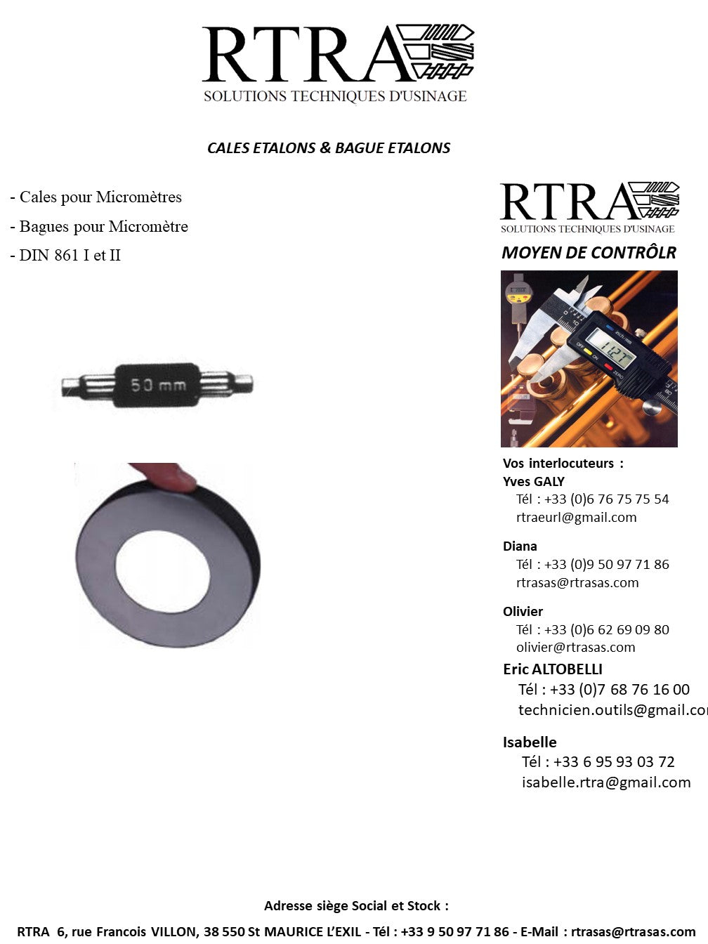 CALES ETALONS & BAGUE ETALONS