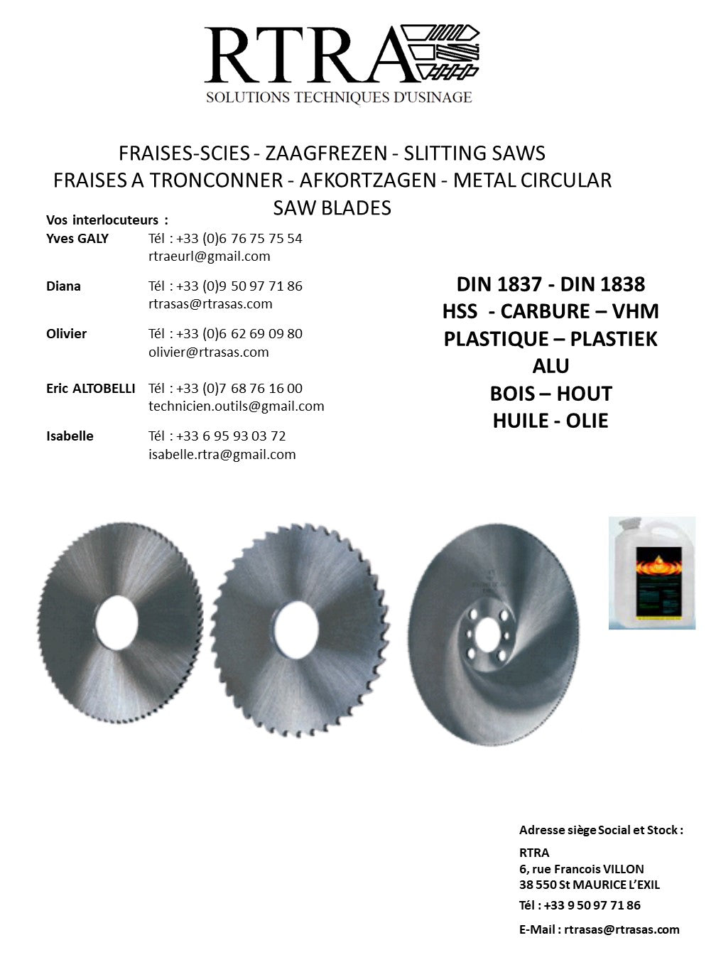 FRAISES-SCIES - ZAAGFREZEN - SLITTING SAWS FRAISES A TRONCONNER - AFKORTZAGEN - METAL CIRCULAR SAW BLADES