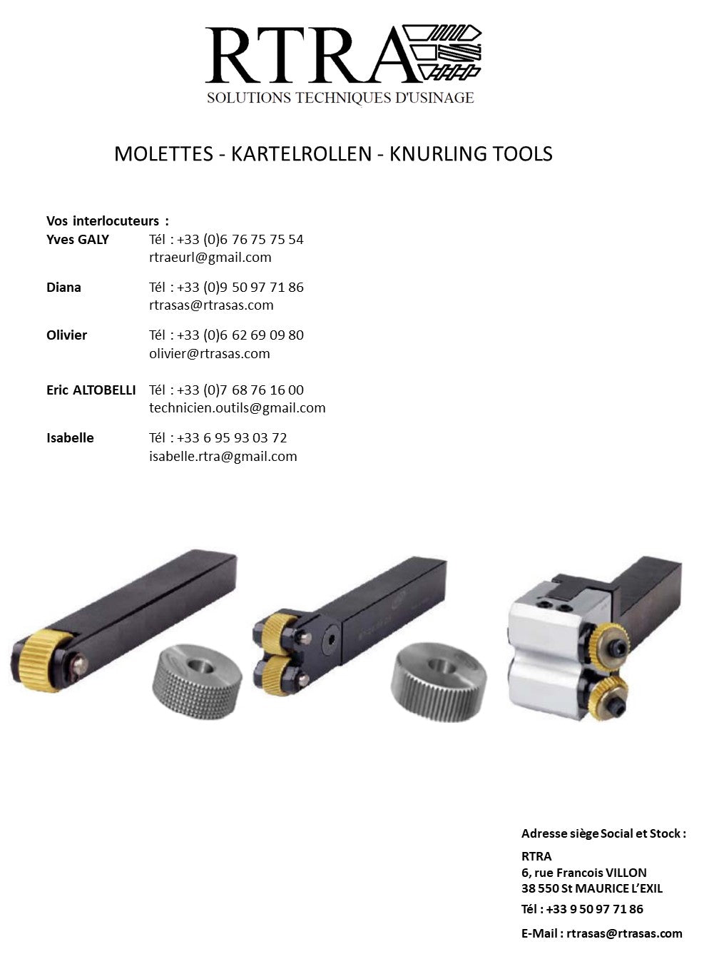 MOLETTES - KARTELROLLEN - KNURLING TOOLS