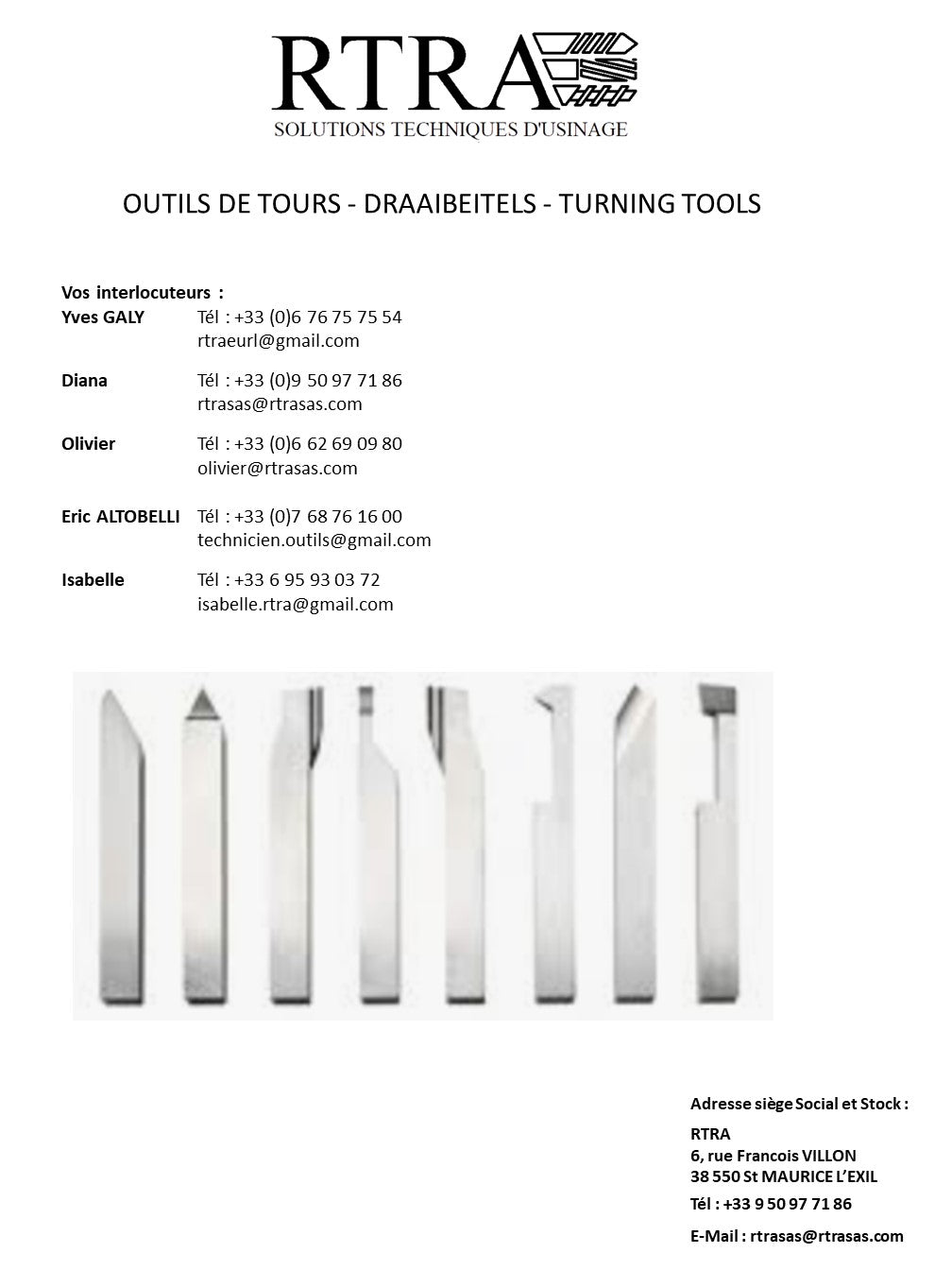 OUTILS DE TOURS - DRAAIBEITELS - TURNING TOOLS