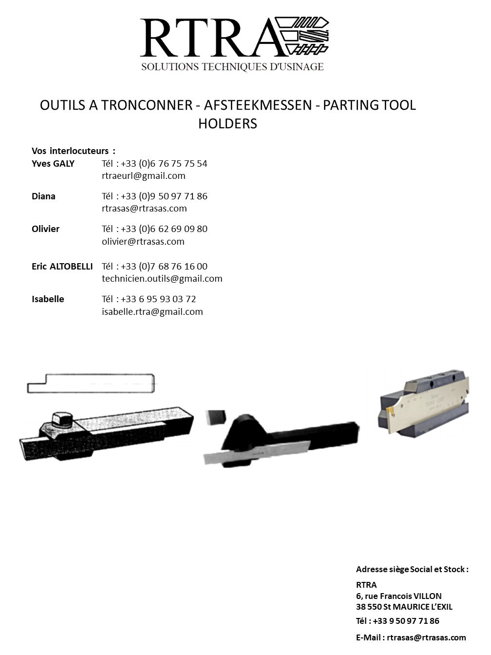 OUTILS A TRONCONNER & SAIGNER - AFSTEEKMESSEN - PARTING TOOL