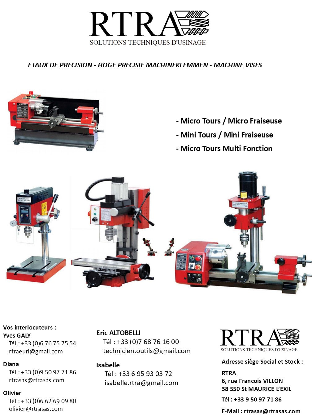 MINI -TOURS / MINI-FRAISEUSES - MINI-DRAAIBANK / MINI-FREESMACHINE - MINI-LATHE / MINI DRILLING MILLING MACHINE