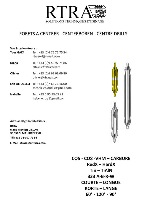 FORETS A CENTRER - CENTERBOREN - CENTRE DRILLS