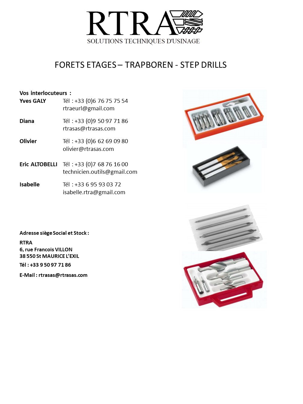 BOITE ET JEUX  DE FORETS A CENTRER – SET CENTERBOREN – SETS CENTRE DRILLS