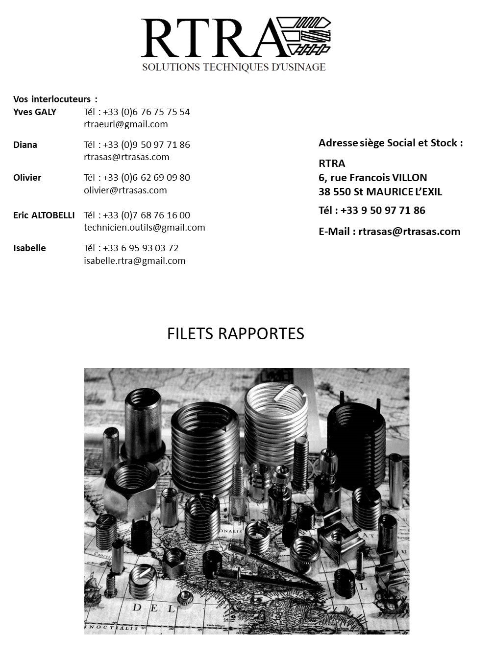 FILETS RAPPORTES – INGEZETTE DRADEN – THREAD INSERTS