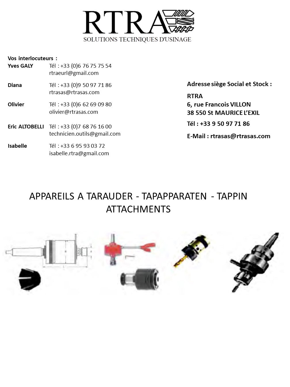APPAREILS A TARAUDER - TAPAPPARATEN - TAPPIN ATTACHMENTS