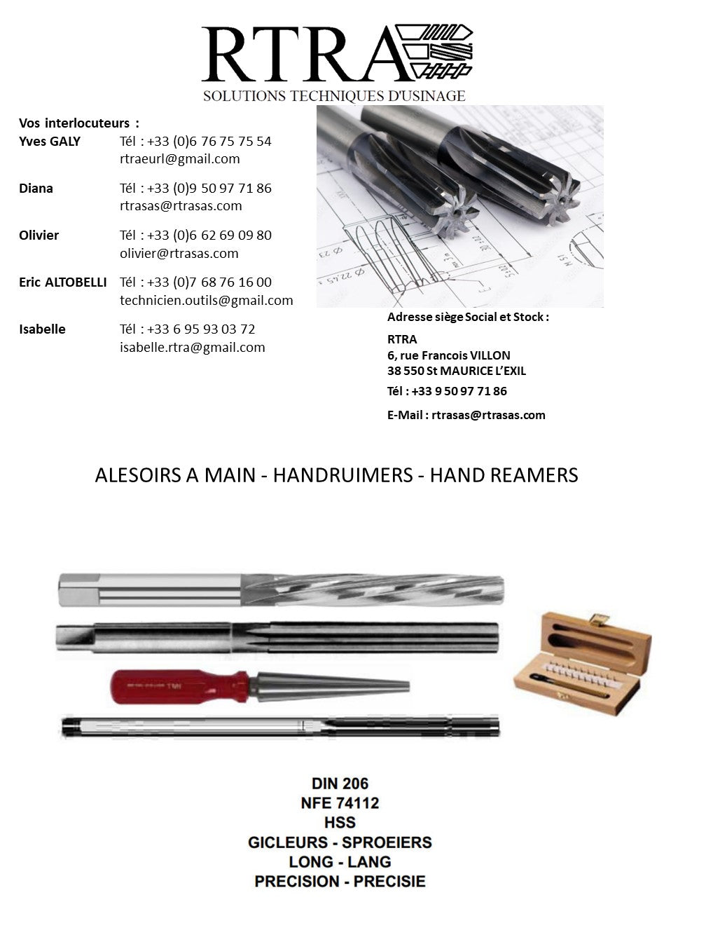 ALESOIRS A MAIN - HANDRUIMERS - HAND REAMERS