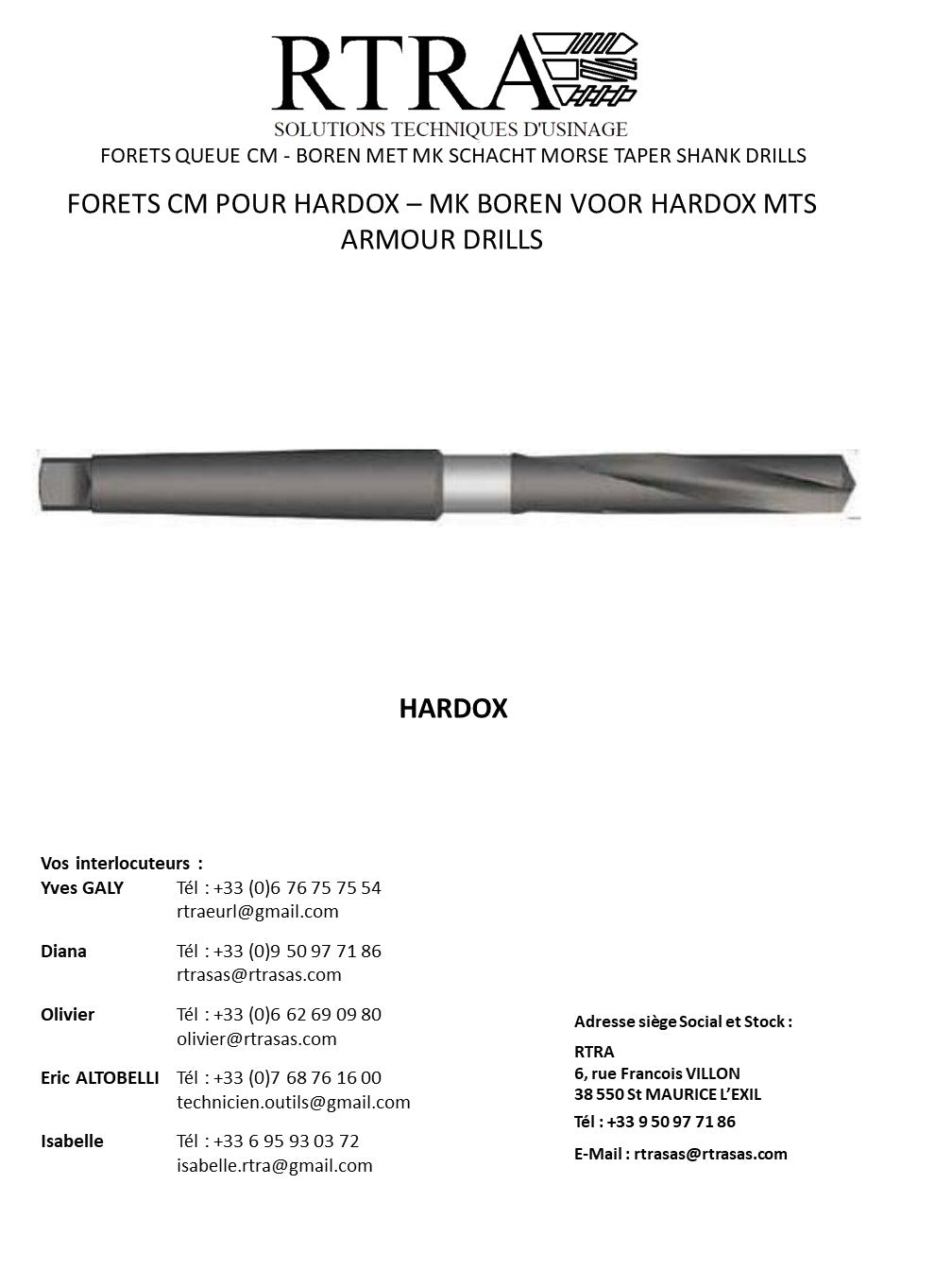 FORETS CM POUR HARDOX – MK BOREN VOOR HARDOX MTS ARMOUR DRILLS