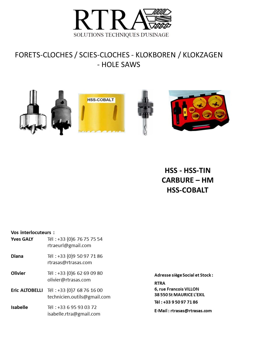 FORETS-CLOCHES / SCIES-CLOCHES - KLOKBOREN / KLOKZAGEN - HOLE SAWS