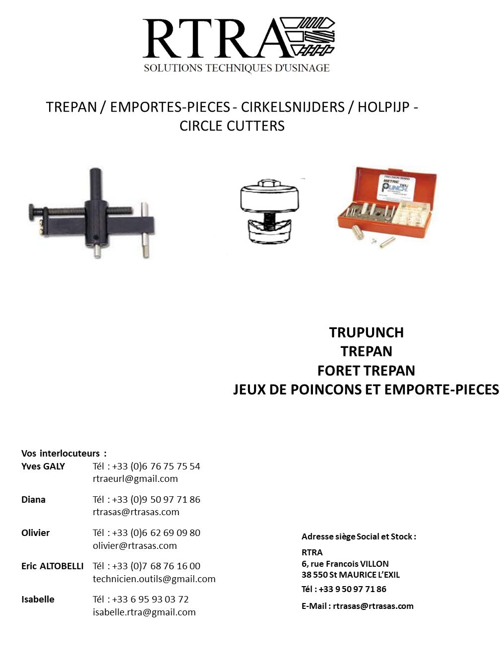 TREPAN / EMPORTES-PIECES - CIRKELSNIJDERS / HOLPIJP - CIRCLE CUTTERS