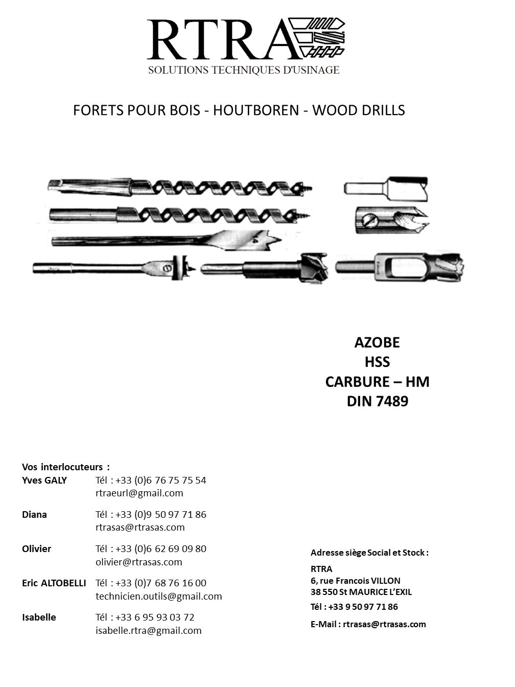 FORETS POUR BOIS - HOUTBOREN - WOOD DRILLS