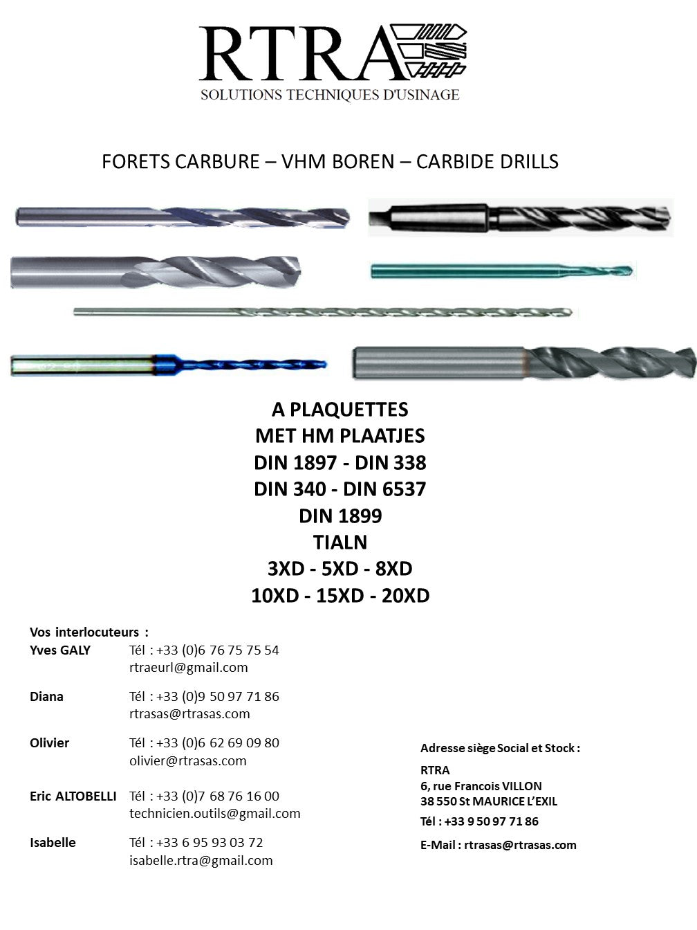 FORETS CARBURE – VHM BOREN – CARBIDE DRILLS