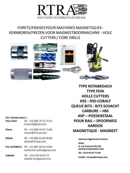 FORETS/FRAISES POUR MACHINES MAGNETIQUES - KERNBOREN/FREZEN VOOR MAGNEETBOORMACHINE - HOLE CUTTERS / CORE DRILLS